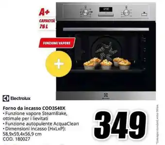 MediaWorld Electrolux Forno da incasso COD3S40X offerta