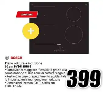 MediaWorld BOSCH Piano cottura a induzione 60 cm PVS611BB6E offerta