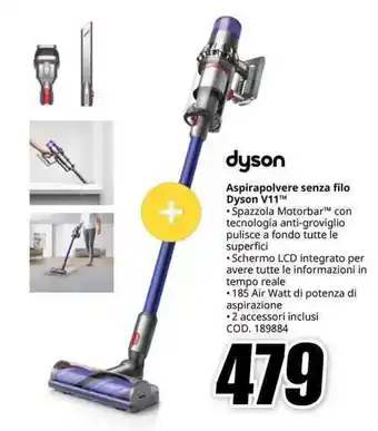 MediaWorld Aspirapolvere senza filo Dyson V11 offerta