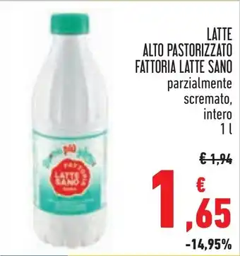 Conad LATTE ALTO PASTORIZZATO FATTORIA LATTE SANO parzialmente scremato, intero 1 l offerta