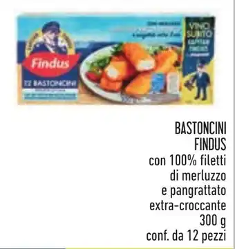 Conad BASTONCINI FINDUS con 100% filetti di merluzzo e pangrattato extra-croccante 300 g conf. da 12 pezzi offerta