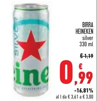 Conad BIRRA HEINEKEN silver 330 ml offerta