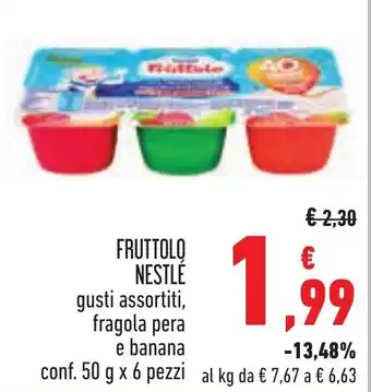 Conad FRUTTOLO NESTLÉ gusti assortiti, fragola pera e banana conf. 50 g x 6 pezzi offerta