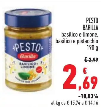 Conad PESTO BARILLA basilico e limone, basilico e pistacchio 190 g offerta