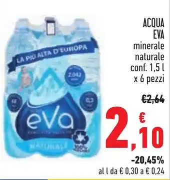 Conad ACQUA EVA minerale naturale conf. 1,5 l x 6 pezzi offerta