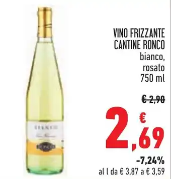 Conad VINO FRIZZANTE CANTINE RONCO bianco, rosato 750 ml offerta