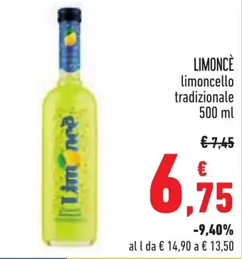 Conad LIMONCÈ limoncello tradizionale 500 ml offerta