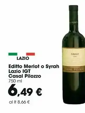 Casal pilozzo editto merlot/ syrah lazio igt 750 ml