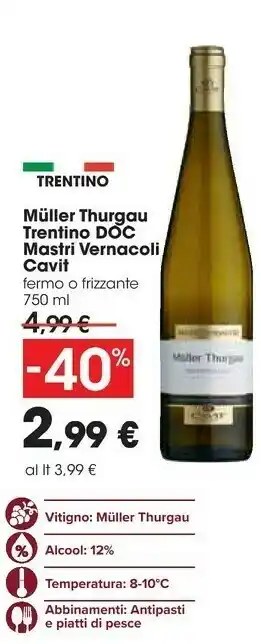 Carrefour Muller thurgau doc 750 g(ml) offerta