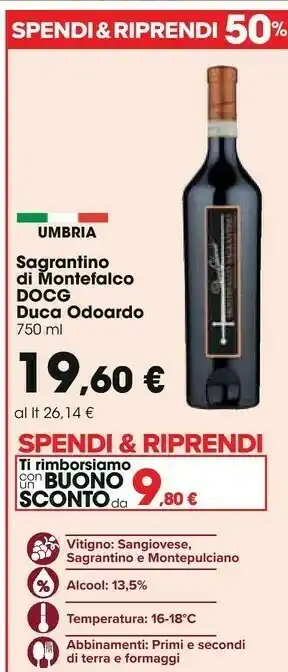Carrefour Duca odoardo sagrantino di montefalco docg offerta