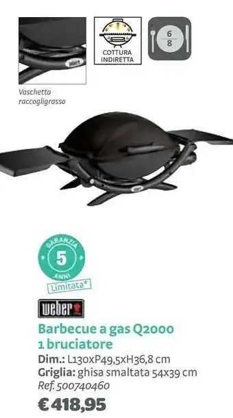Bricocenter Q 2000 3520 w barbecue gas da tavolo nero offerta