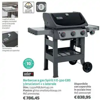 Bricocenter Barbecue a gas spirit ii e-320 gbs 3 bruciatori +1 laterale offerta