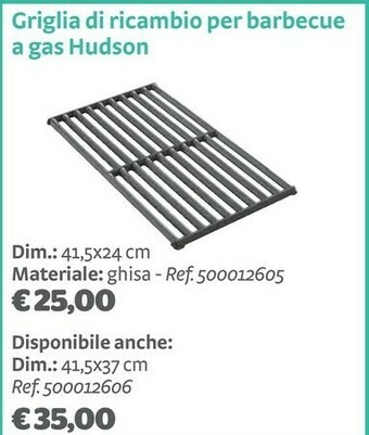 Bricocenter Griglia di ricambio per barbecue a gas hudson offerta