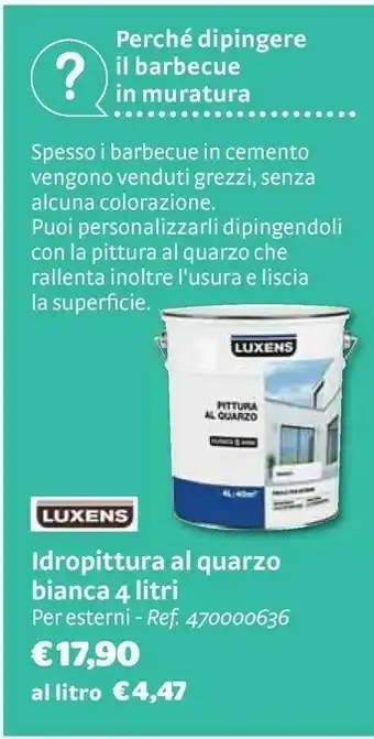 Bricocenter Luxens idropittura al quarzo bianca offerta