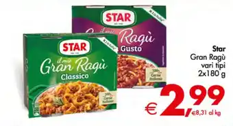 Deco Supermercati Star Gran Ragù vari tipi 2x180 g offerta