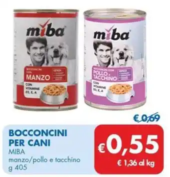 MD Discount BOCCONCINI PER CANI MIBA manzo/pollo e tacchino g 405 offerta