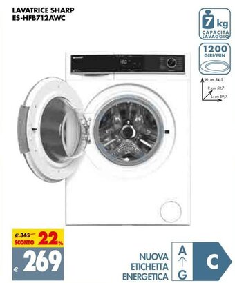 Tigros Sharp Lavatrice ES-HFB712AWC offerta