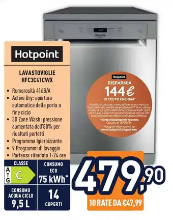 Unieuro Hotpoint LAVASTOVIGLIE HFC3C41CWX offerta