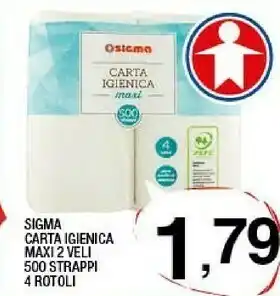 Sigma Sigma carta igienica maxi 2 veli 500 strappi 4 rotoli offerta