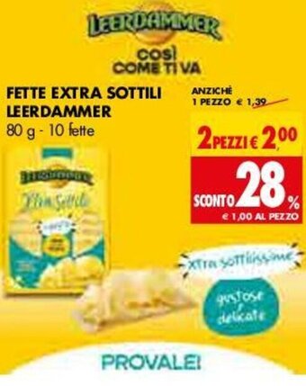 Tigros Leerdammer Fette Extra Sottili 80g - 10 fette offerta