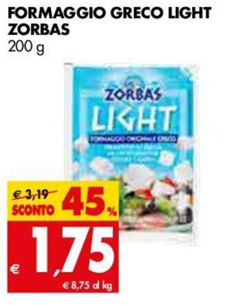 Tigros Zorbas Formaggio Greco Light 200g offerta