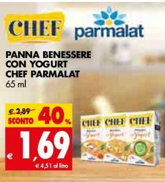 Tigros Parmalat Panna Benessere con Yogurt Chef 65ml offerta