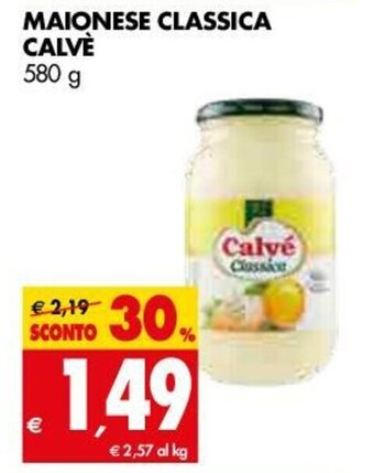 Tigros Calvé Maionese Classica 580g offerta