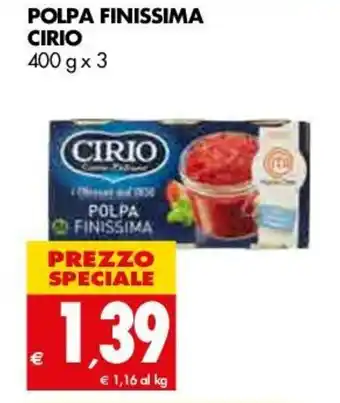 Tigros Cirio Polpa Finissima 3 x 400g offerta