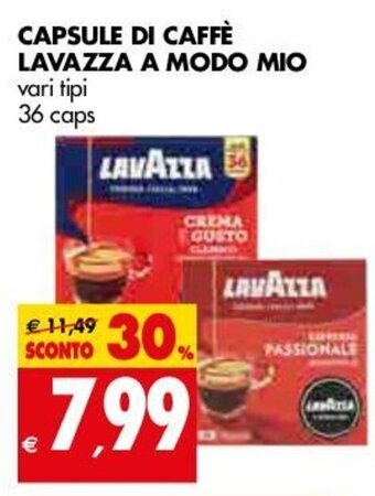 Tigros Lavazza A Modo Mio Capsule di Caffè 36 caps offerta