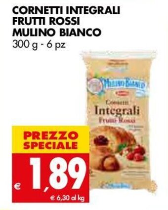Tigros Mulino Bianco Cornetti Integrali Frutti Rossi 300g - 6pz offerta