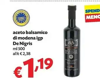 Pam Aceto balsamico di modena igp de nigris offerta