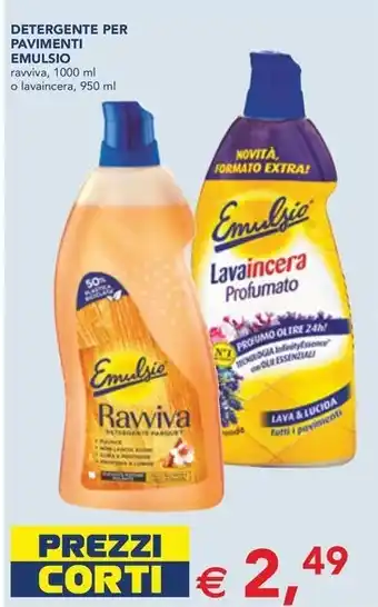 Esselunga DETERGENTE PER PAVIMENTI EMULSIO ravviva, 1000 ml o lavaincera, 950 ml offerta