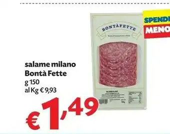 Pam Bontà fette salame milano offerta
