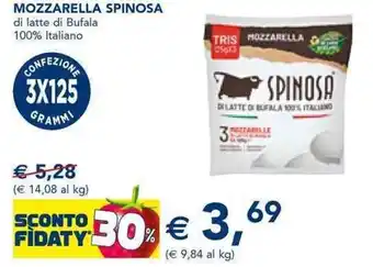 Esselunga MOZZARELLA SPINOSA di latte di Bufala offerta