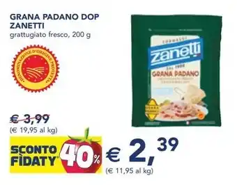 Esselunga GRANA PADANO DOP ZANETTI grattugiato fresco, 200 g offerta