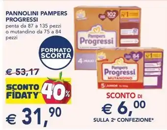 Esselunga PANNOLINI PAMPERS PROGRESSI penta da 87 a 135 pezzi offerta