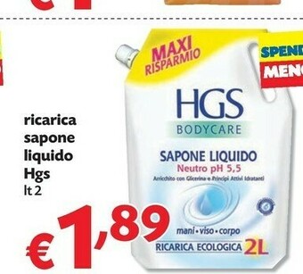 Pam Hgs ricarica bodycare sapone liquido offerta