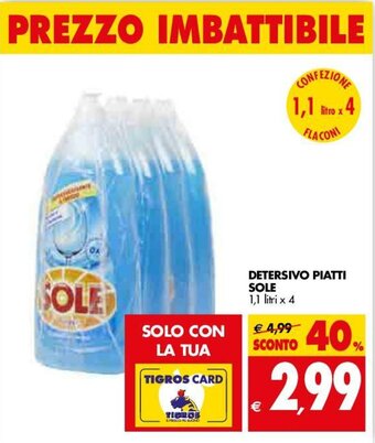 Tigros Sole Detersivo Piatti 1,1 litri x 4 offerta