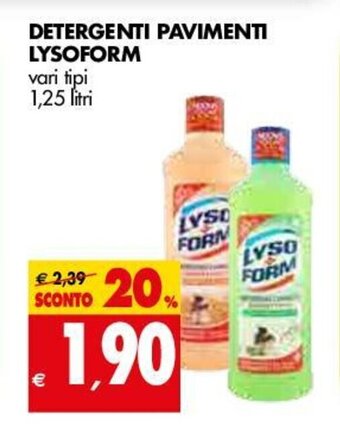 Tigros Lysoform Detergente Pavimenti 1,25 litri offerta