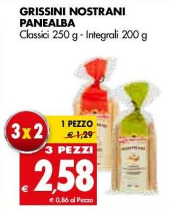 Tigros Panealba Grissini Nostrani 250g- 200g offerta