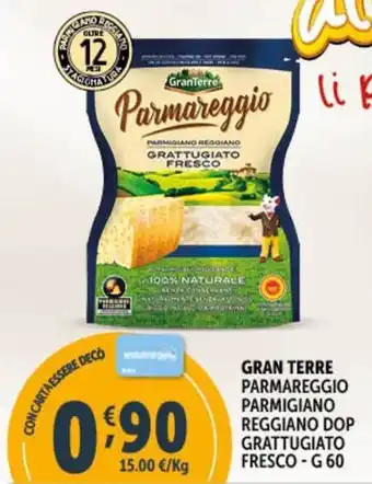 Deco Supermercati GRAN TERRE PARMAREGGIO PARMIGIANO REGGIANO DOP GRATTUGIATO FRESCO - G 60 offerta