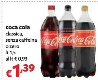 Pam Coca-cola - coca-cola zero 1500 g(ml) offerta