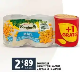 Deco Supermercati BONDUELLE MAIS COTTI AL VAPORE G 300 X 3 (2+1 GRATIS) offerta