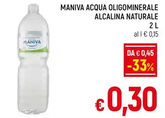 A&O MANIVA ACQUA OLIGOMINERALE ALCALINA NATURALE 2 L offerta