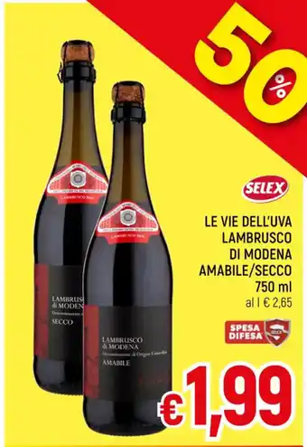 A&O LE VIE DELL'UVA LAMBRUSCO DI MODENA AMABILE/SECCO 750 ml offerta