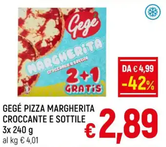 A&O GEGÉ PIZZA MARGHERITA CROCCANTE E SOTTILE 3x 240 g offerta