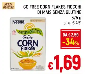 A&O GO FREE CORN FLAKES FIOCCHI DI MAIS SENZA GLUTINE 375 g offerta