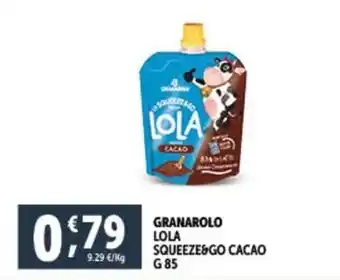 Deco Supermercati GRANAROLO LOLA SQUEEZE GO CACAO G 85 offerta