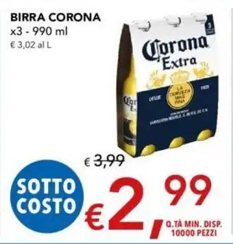 Migross Supermercati e Market BIRRA CORONA x3 - 990 ml offerta