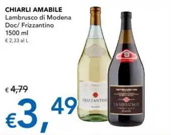 Migross Supermercati e Market CHIARLI AMABILE Lambrusco di Modena Doc/Frizzantino 1500 ml offerta